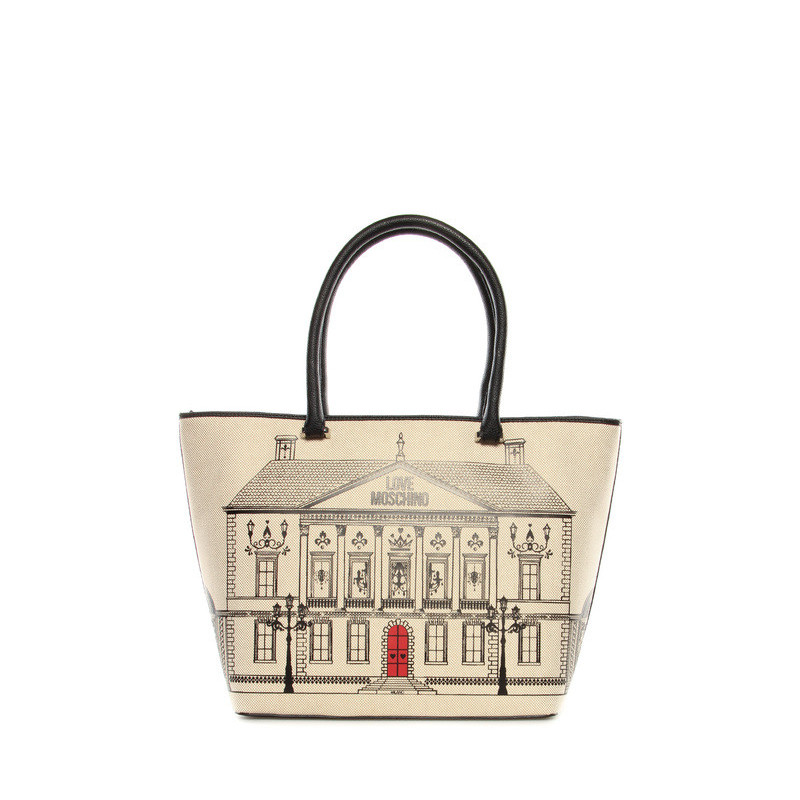 Shopper Moschino Love beige-black